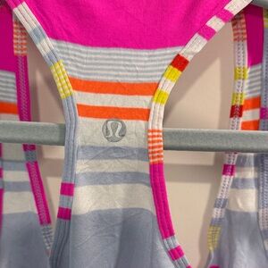 lululemon athletica Pink and Blue Striped Tank Top